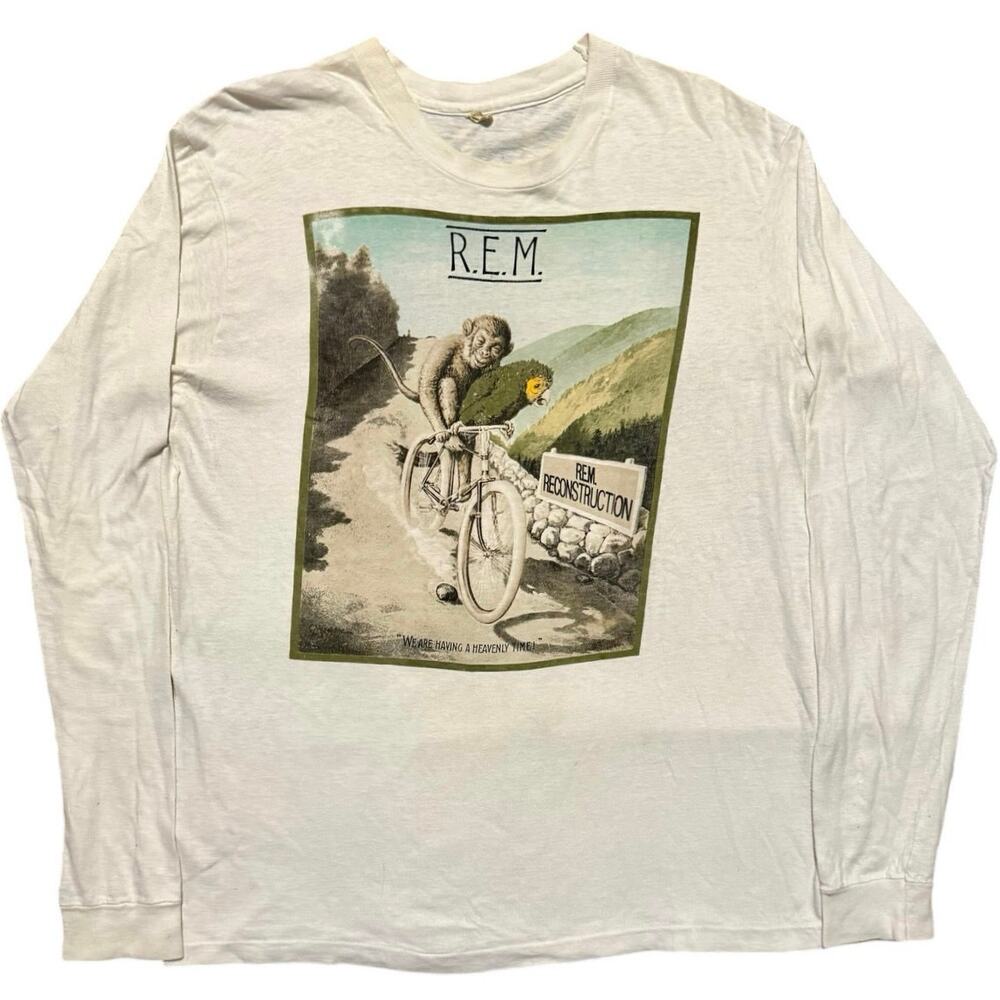 Vintage 80s REM 1985 Concert Tour Fables Of Reconstruction Long Sleeve Shirt XL